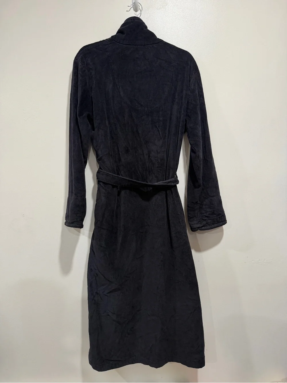 Classic Elements 100% Cotton Robe Black Belted Long Bathrobe Size Medium